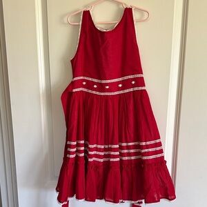 Well dressed wolf Red Sleeveless Dress with White Accents